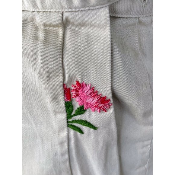 Vintage 1970s Cotton Wrap Skirt Embroidered Pink Flowers Sz M - Picture 6 of 12